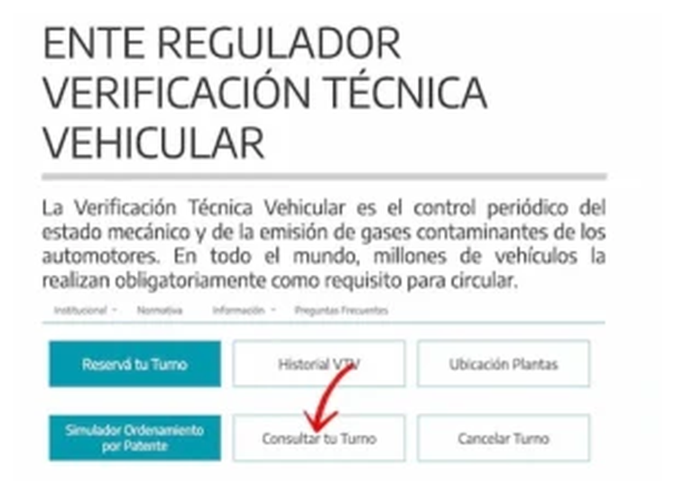 Paso 1 para consultar o cambiar el turno de la VTV en Longchamps